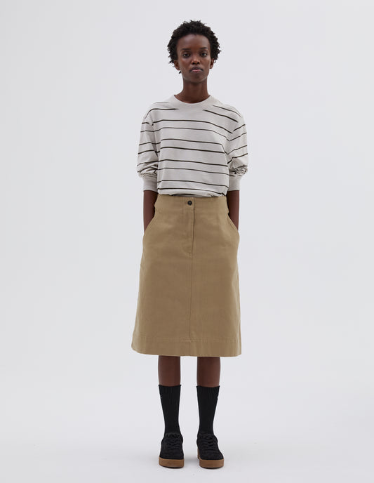 MHL. CINCH BACK SKIRT | RAISED COTTON DRILL | STONE