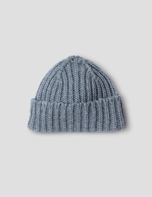 MHL. HEAVY RIB HAT | BRITISH WOOL | UNIFORM BLUE