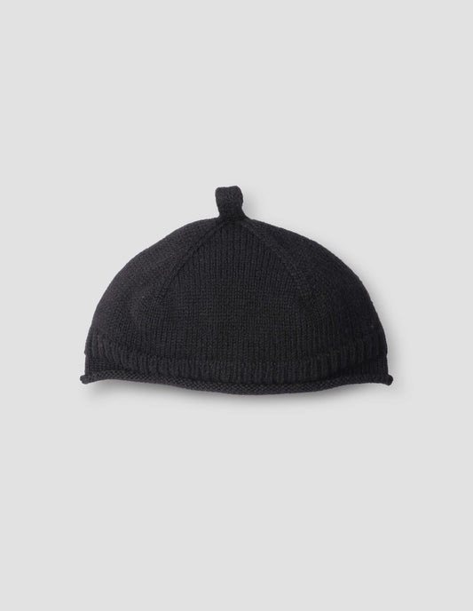 MHL. ROLLED HEM BEANIE | BRITISH MERINO | BLACK