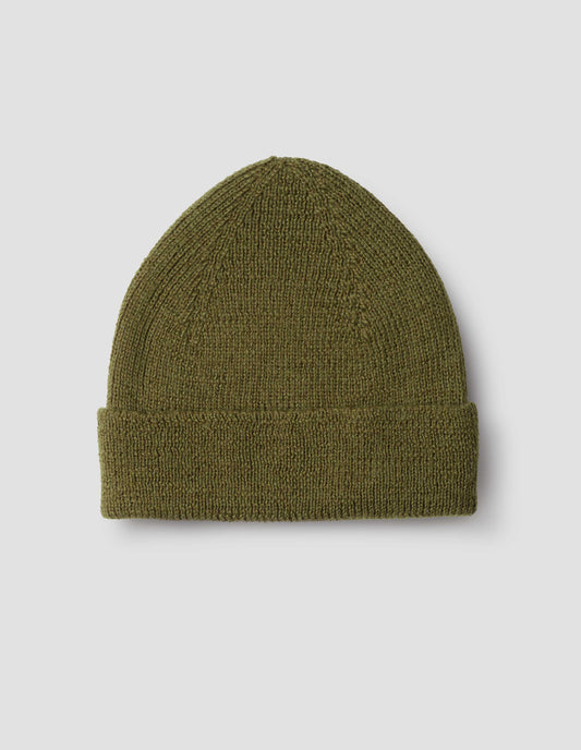 MHL. SIMPLE RIBBED BEANIE | VIRGIN WOOL | KHAKI