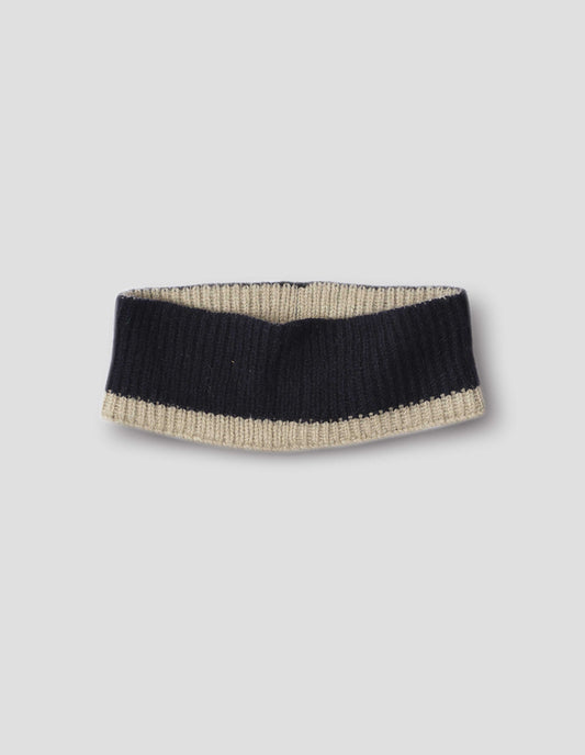 MHL. TIPPED HEADBAND | LAMBSWOOL | BLACK / LINEN