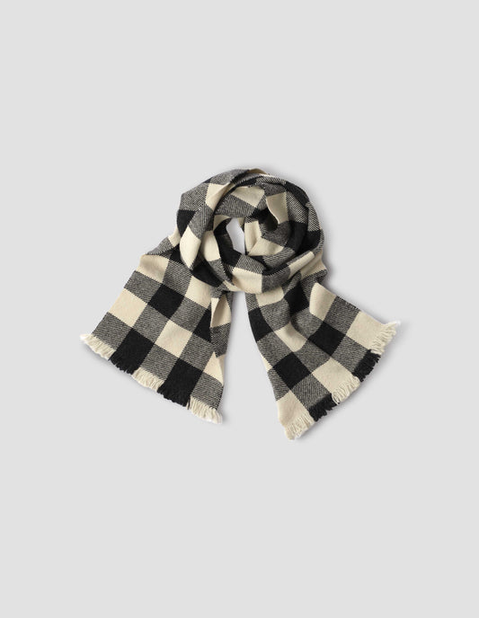 OVERSIZED GINGHAM SCARF | GEELONG LAMBSWOOL | CHARCOAL / ECRU