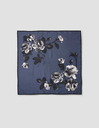 TWO COLOUR ROSE SCARF | SILK TWILL | STORM BLUE