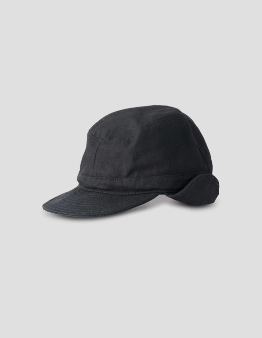 MHL. FLAP CAP | WASHED COTTON | BLACK