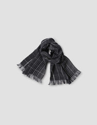 GRAPH CHECK SCARF | LINEN | MIDNIGHT / ECRU