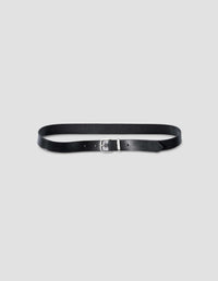 CEINTURE BOUCLE ARGENT | CUIR | NOIR