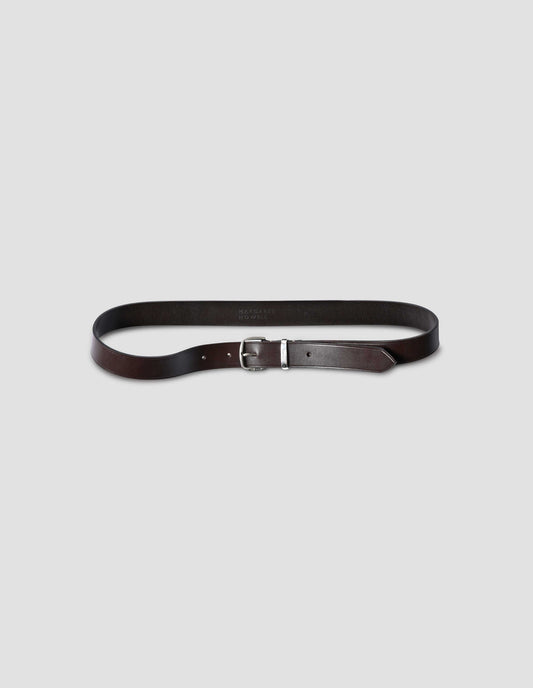 CEINTURE BOUCLE ARGENT | CUIR | MARRON FONCÉ