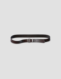 CEINTURE BOUCLE ARGENT | CUIR | MARRON FONCÉ