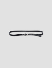 SLIM SILVER BUCKLE BELT | BRIDLE LEATHER | BLACK