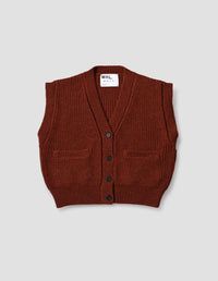 CARDIGAN SANS MANCHES MHL. | LAINE BRITANNIQUE | ROUILLE