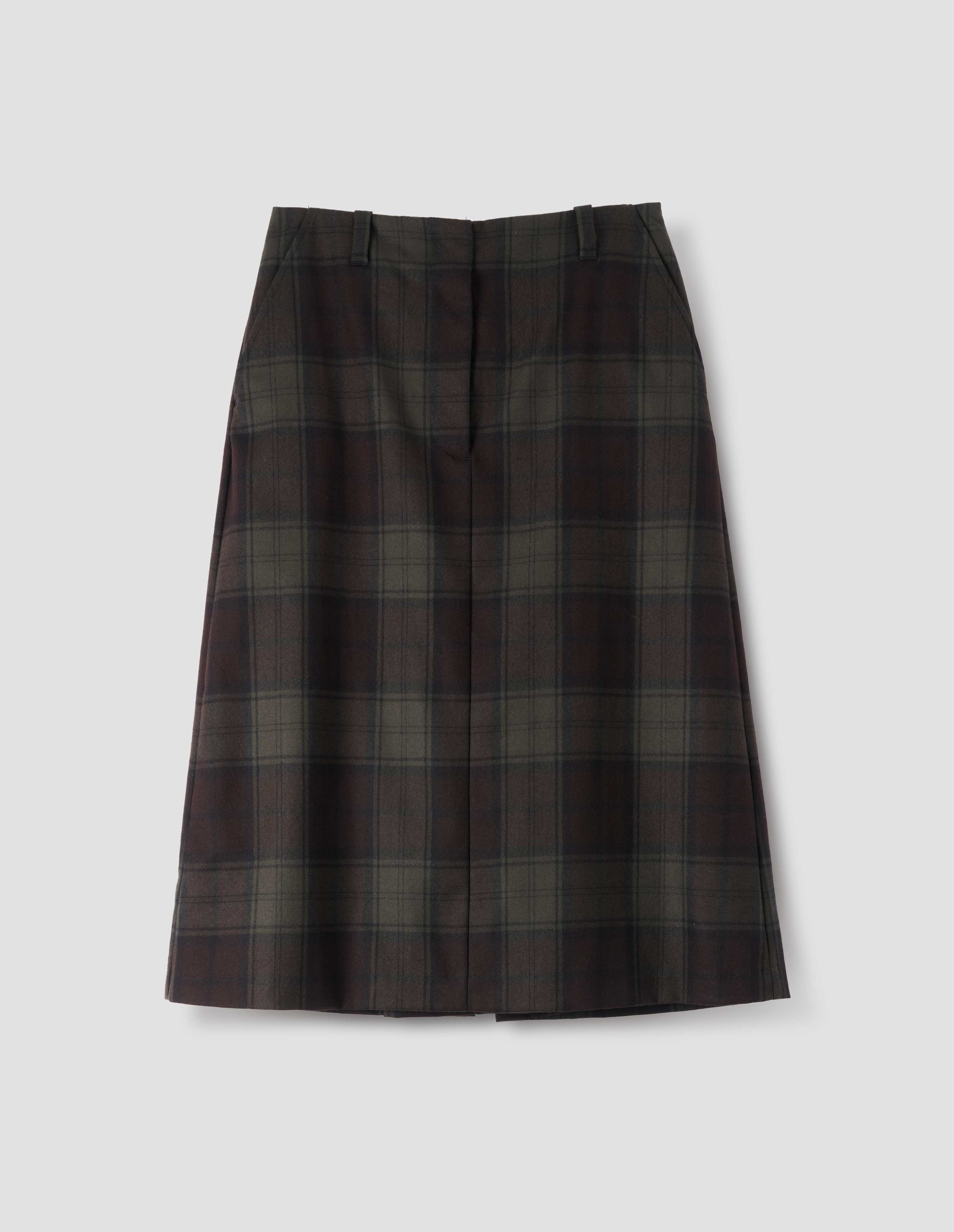 Khaki and brown cotton linen skirt Margaret Howell