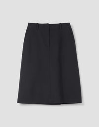 BACK VENT SKIRT | MATT COTTON LINEN
 | BLACK