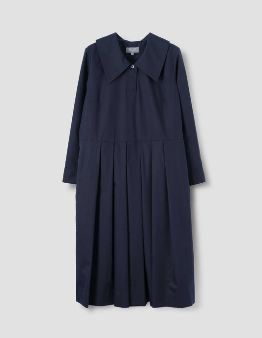 BIG COLLAR DRESS | SOFT COTTON SILK | DARK NAVY