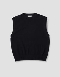 BOXY CREW NECK SLIPOVER | MERINO CASHMERE | BLACK