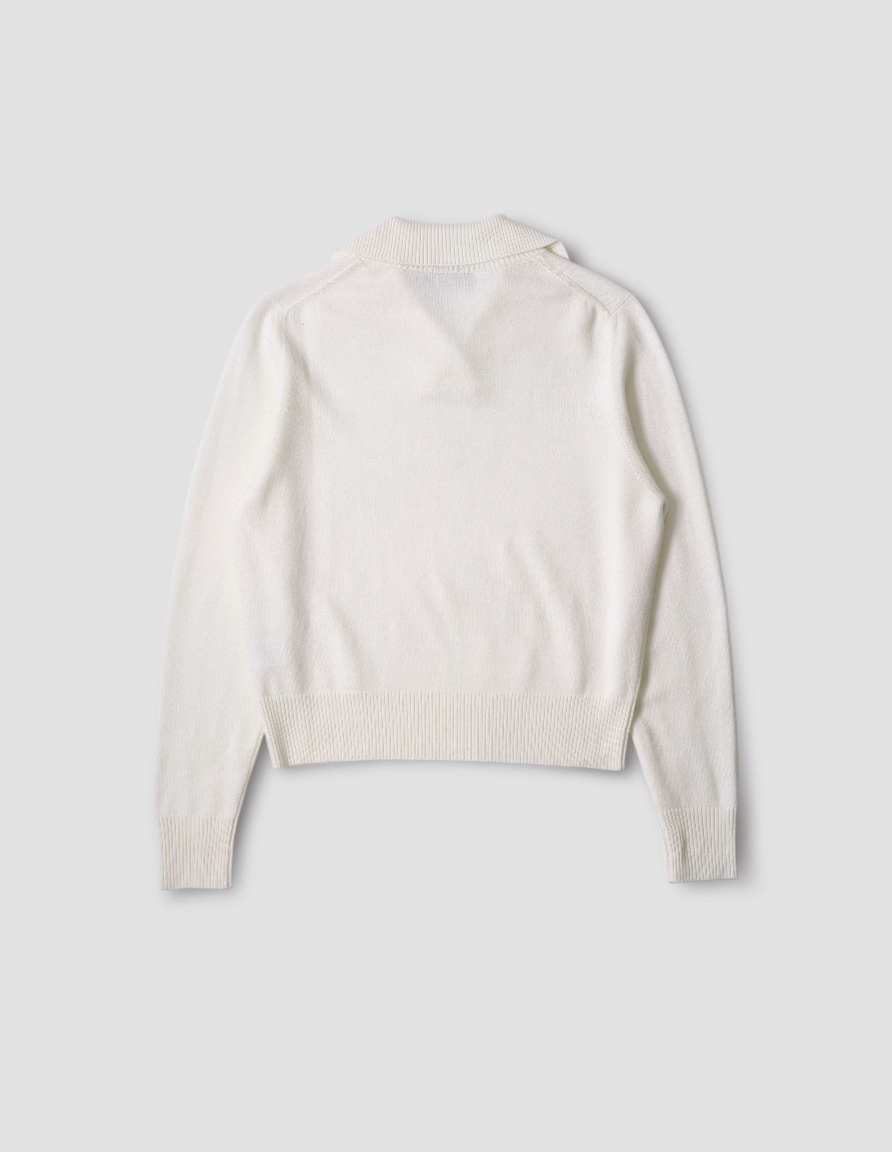 Off white lambswool cross neck polo jumper Margaret Howell