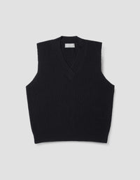 CROSS OVER V NECK SLIPOVER | WOOL SILK CASHMERE | BLACK