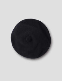 FELTED POM POM BERET | MERINO CASHMERE | BLACK