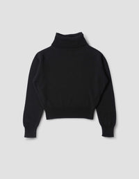 HIGH RIBBED POLO NECK | CASHMERE SILK | BLACK