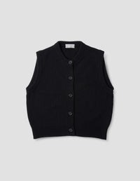 GILET TRICOTÉ | LAINE MÉRINOS ET CACHEMIRE | NOIR