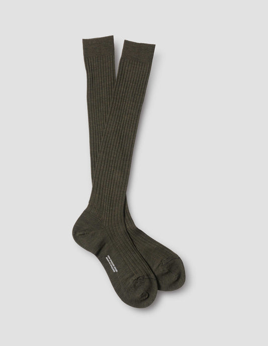 LONG RIBBED SOCK | FINE MERINO | DARK OLIVE