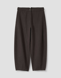 MHL. BARREL LEG TROUSER | RAISED COTTON DRILL | DARK BROWN