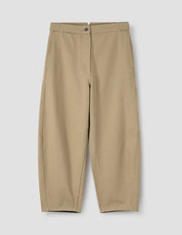 MHL. BARREL LEG TROUSER | RAISED COTTON DRILL | STONE