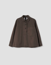 MHL. BIG POCKET SWING SHIRT | COMPACT COTTON POPLIN | CAROB