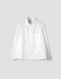 CHEMISE ÉVASÉE À GRANDES POCHES MHL. | POPELINE DE COTON COMPACT | BLANC