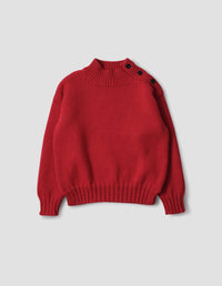 MHL. CHUNKY BUTTON NECK SWEATER | LAINE BRITANNIQUE | SPORTS RED