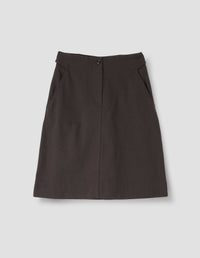 MHL. CINCH BACK SKIRT | RAISED COTTON DRILL | DARK BROWN