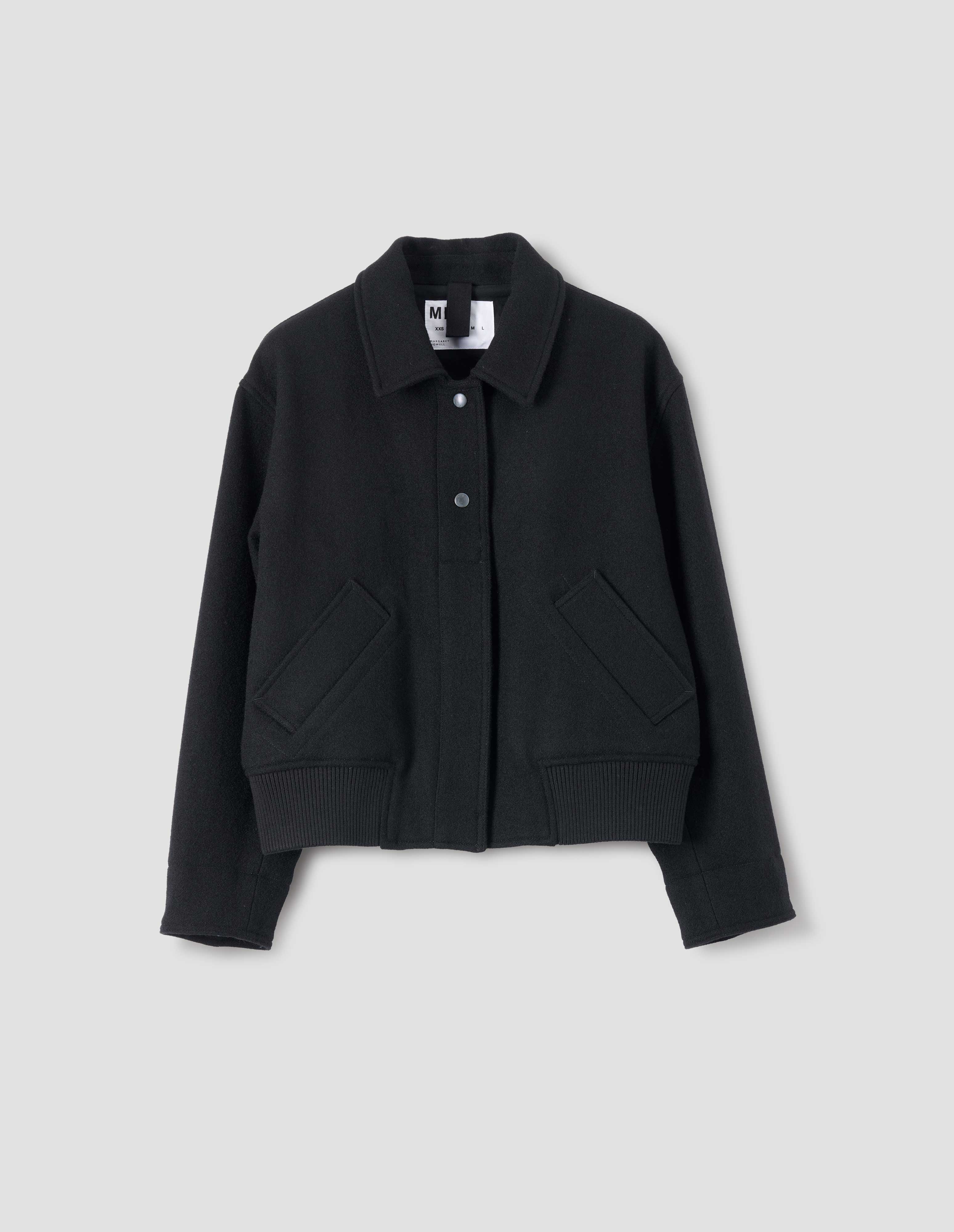 MHL. CROPPED BOMBER JACKET BOILED WOOL MELTON BLACK