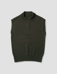 MHL. HALF ZIP SLIPOVER | PURE WOOL
 | ARMY GREEN