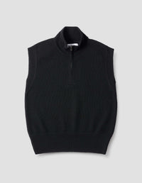 MHL. HALF ZIP SLIPOVER | PURE WOOL | BLACK