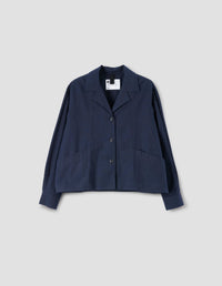 MHL. LONG SLEEVE PANEL POCKET SHIRT | INDIGO COTTON PLAINWEAVE | INDIGO