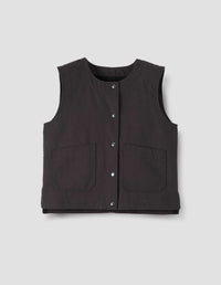 MHL. PATCH POCKET JERKIN | RAISED COTTON DRILL | DARK BROWN