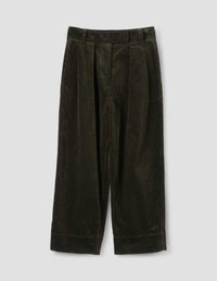 MHL. PLEATED CROP TROUSER | HEAVY CORDUROY | DARK OLIVE