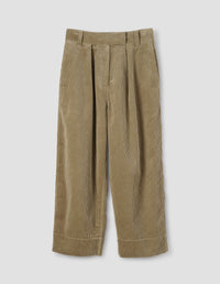 MHL. PLEATED CROP TROUSER | HEAVY CORDUROY | PUTTY