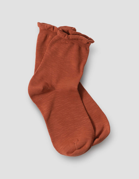 MHL. ROLL TOP SOCK | GARMENT DYE COTTON | CAYENNE