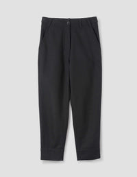 MHL. TAB WAIST TAPERED TROUSER | COTTON WOOL DRILL | OFF BLACK