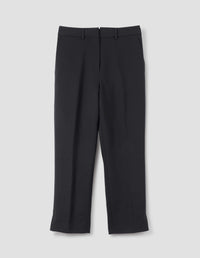 MIDI WAIST CROP TROUSER | MATT COTTON LINEN | BLACK