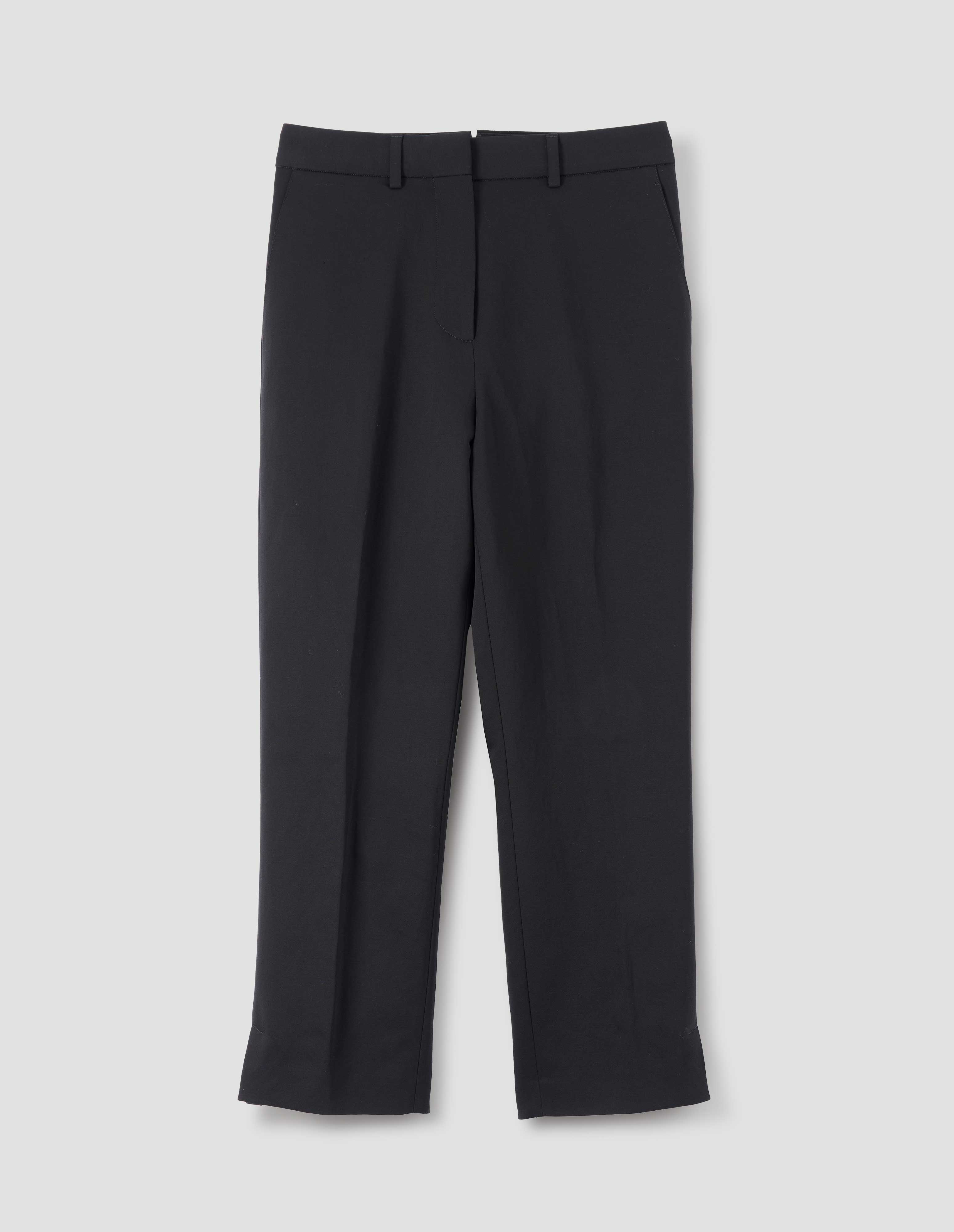 MIDI WAIST CROP TROUSER MATT COTTON LINEN BLACK