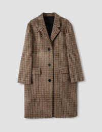 OVERCOAT | HARRIS TWEED HOUNDSTOOTH WOOL | BLACK / TAN / RUST