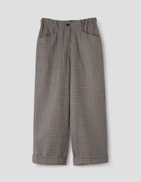 RELAXED CROP TROUSER | SMALL CHECK WOOL | BLACK / BROWN