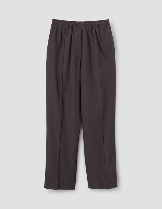 RELAXED PINTUCK TROUSER | COMPACT COTTON WOOL | TEAK