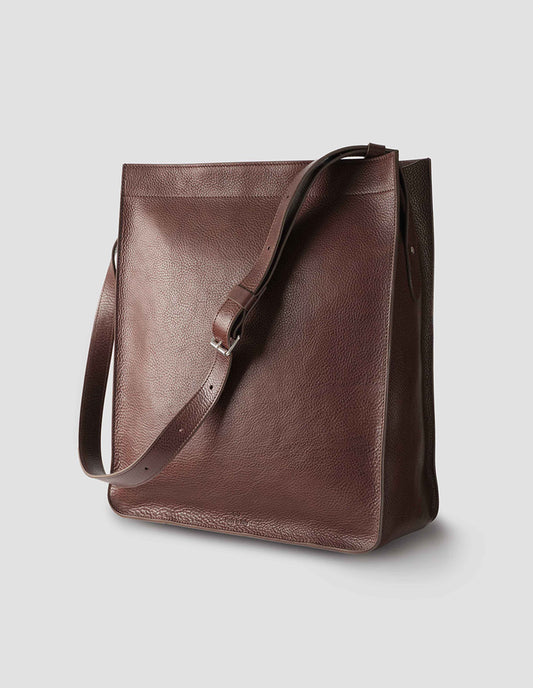 SHOULDER TOTE | FINE GRAIN LEATHER | BROWN