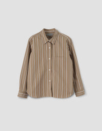 SIMPLE SHIRT | GRAPHIC COTTON STRIPE | BROWN / ECRU