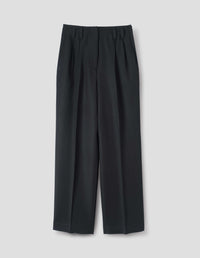 TWIN PLEAT TROUSER | BARATHEA WOOL BLEND
 | BLACK