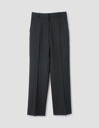 UNIFORM TROUSER | PINSTRIPE WOOL TWILL
 | BLACK / GREY