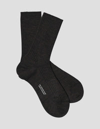 FULL RIB SOCK | FINE MERINO | DARK BROWN