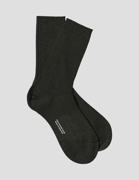 FULL RIB SOCK | FINE MERINO | DARK OLIVE